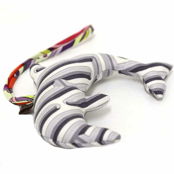 Hermes Petit H Charm Dolphin Silk Grey Multicolor